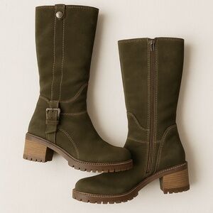 P. & Co. Olive Suede Mid-Calf Boots Made in Portugal Size 40